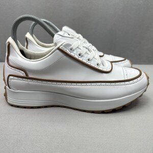 Women's White and Tan Athletic Shoes